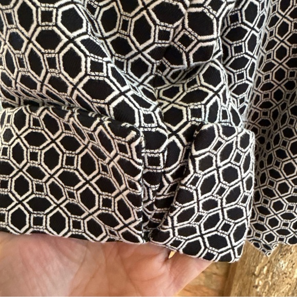 Anne Klein Black and White Geometric Pea Coat - Picture 11 of 15